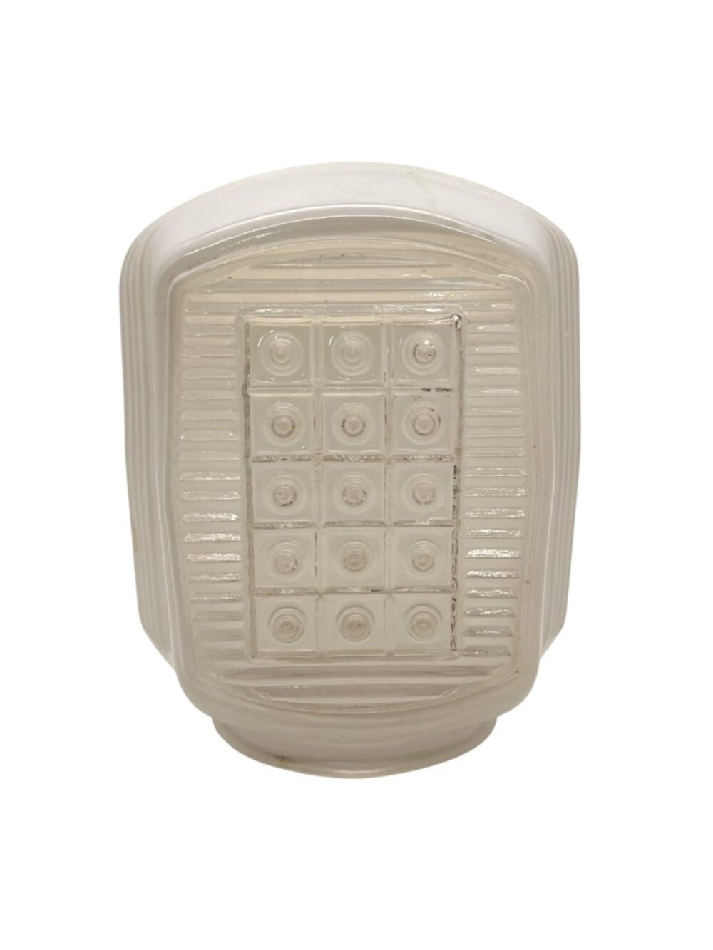 Vintage Milk Glass Art Deco Light Fixture Shade With Clear Geometric Panel 6" - Picture 4 of 13